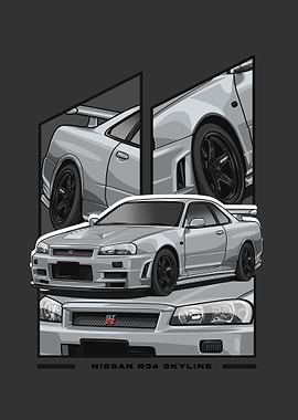 Nissan r34 Skyline white