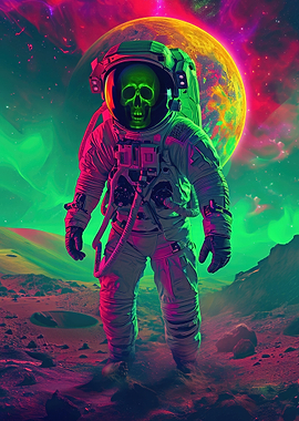 Neon Skull Astronaut