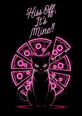 Neon Pizza Cat Hiss Off