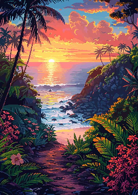 Hawaii Susnet Pixel Art