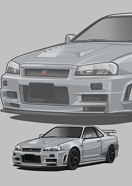 Nissan r34 Skyline white