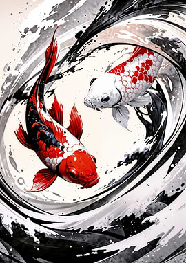Koi Fish Ink Dance