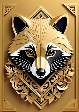 Paper Gold Raccoon