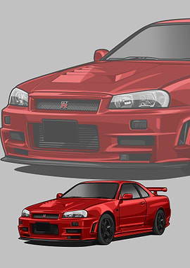 Nissan r34 Skyline red