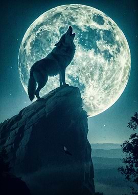 Wolf howling to the moon