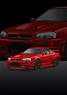 Nissan r34 Skyline red