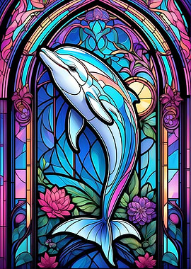 Dolphin Stained Glass