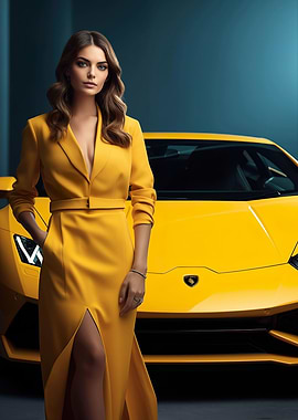 Lamborghini car and girl