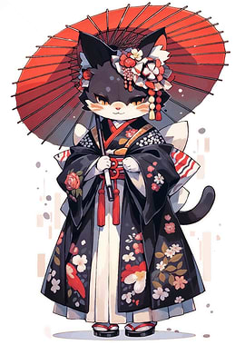 Cat Kimono Japan Kawaii