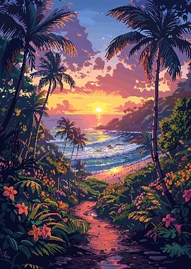 Hawaii Retro Pixel Art