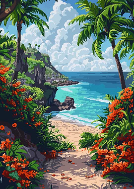 Hawaii Beach Pixel Art