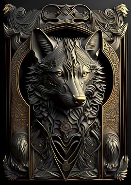 Golden Wolf Portrait