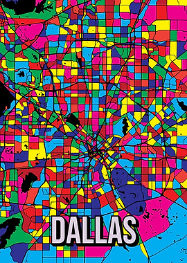 Dallas Pop Art City Map