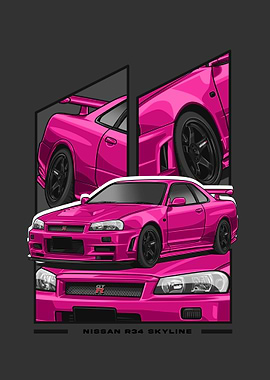 Nissan r34 Skyline pink