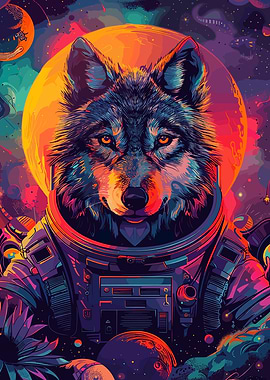Wolf Astronaut Space