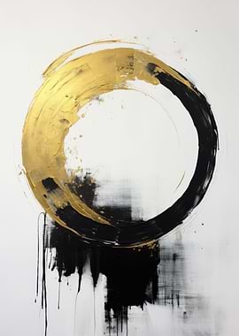 Ink Gold Circular Art