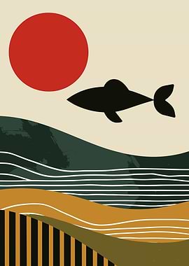 Abstract Sun Ocean Waves