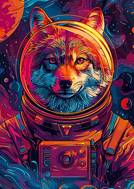 Astronaut Space Wolf