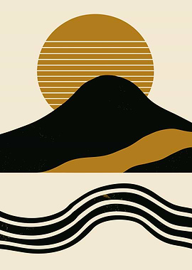 Golden Abstract Landscape