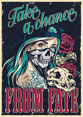 Tattoo Girl Skull Rose