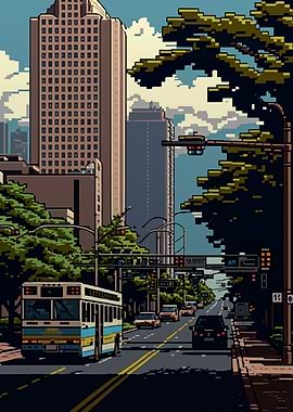 Houston City Pixel Art