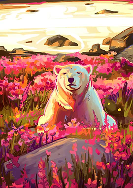 Pink Polar Bear Sunset