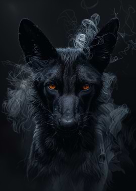 African Wild Dog in Smoke