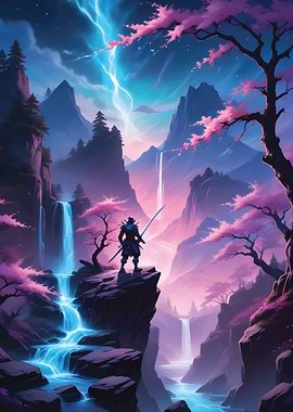 Japanese Twilight Waterfa