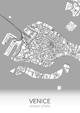 Venice City Map White