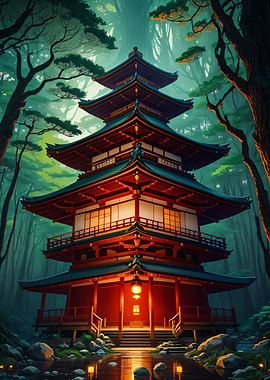 Pagoda in the Green Forest