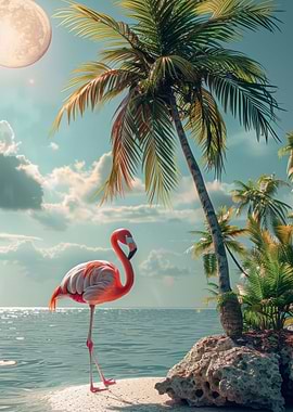 Flamingo with palm