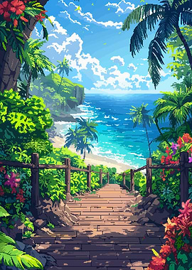 Hawaii Walk Pixel Art