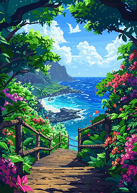 Hawaii Nature Pixel Art