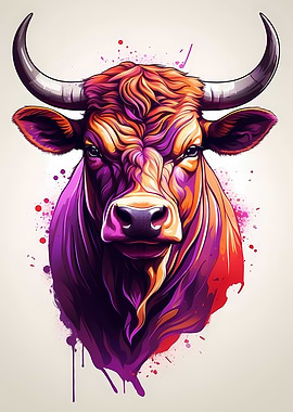 Vivid Bull Portrait