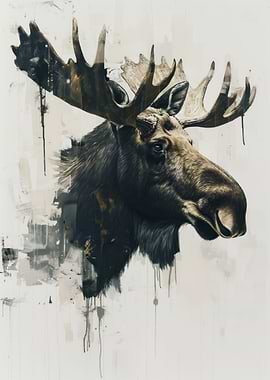 Moose Watercolor Painting