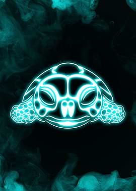 Zen Turtle Blue Neon Glow
