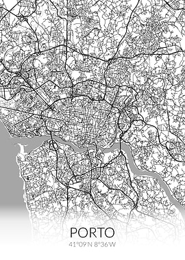 Porto City Map White