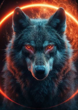 black wolf with red eyes