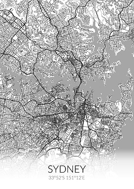 Sydney City Map White
