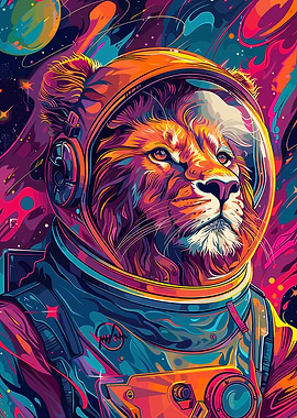 Astronaut Lion Space