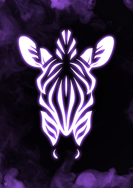 Purple Neon Zebra Face