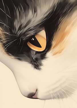 Vintage Japanese Cat Face