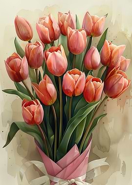 Radiant Coral Tulips
