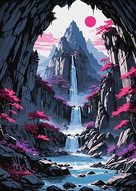 Pink Mountain Waterfall