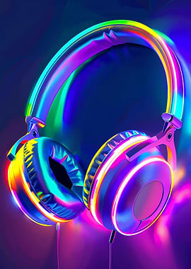 Neon Rainbow Music Head