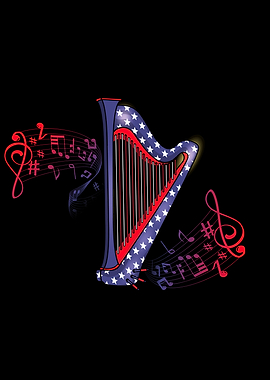 Harpist 4th Of July Harp