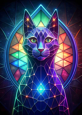 Neon Cat Stained Glass