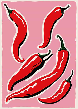 Pink Chili Peppers Poster