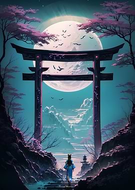 Geisha Moonlit Torii