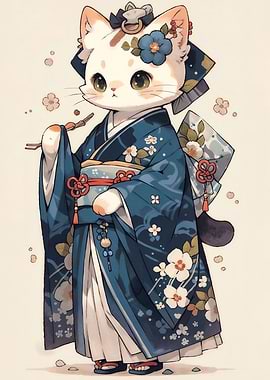 Cat Kimono Animal Japan